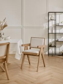 Polstrovaná židle s područkami Sissi, Krémově bílá, světlé dubové dřevo, Š 58 cm, H 52 cm