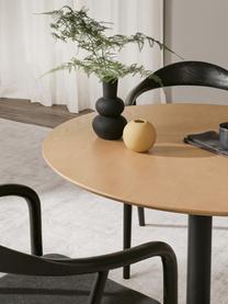 Mesa de comedor redonda en fresno Menorca, Ø 100 cm, Tablero: chapa de madera de fresno, Estructura: metal con pintura en polv, Madera, negro, Ø 100 x Al 75 cm