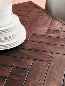 Tavolo in legno di mango con motivo a spina di pesce in varie misure Luca, Struttura: metallo rivestito, Legno di mango, dorato, Larg. 180 x Prof. 90 cm