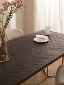 Tavolo in legno di mango con motivo a spina di pesce in varie misure Luca, Struttura: metallo rivestito, Legno di mango, dorato, Larg. 180 x Prof. 90 cm