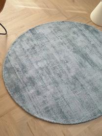 Rond viscose vloerkleed Jane, handgeweven, Onderzijde: 100% katoen Het in dit pr, IJsblauw, Ø 150 cm (maat M)