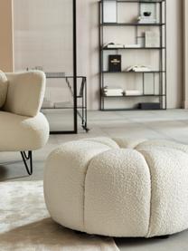 Puf en tejido bouclé Peppo Lounge, Tapizado: 100% poliéster (Bouclé), Estructura: madera contrachapada, Bouclé blanco, Ø 76 x Al 39 cm