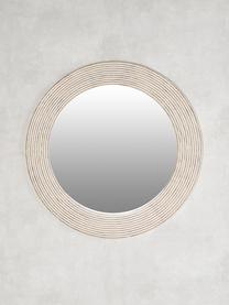 Espejo de pared redondo de madera Furrows, Espejo: cristal, Beige, blanco, Ø 80 x F 5 cm