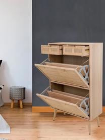 Zapatero de madera Cayetana, Estructura: tablero de fibras de dens, Patas: madera de bambú pintada, Madera clara, An 70 x Al 120 cm