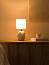 Kleine keramische tafellamp Sage in saliegroen, Lampenkap: stof, Lampvoet: keramiek, Wit, saliegroen, Ø 15 x H 31 cm