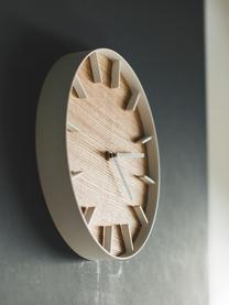 Reloj de pared Rin, Blanco, madera clara, Ø 27 cm