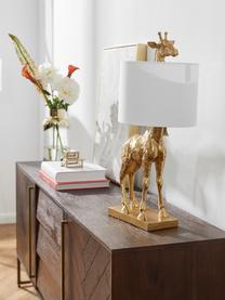 Lampa stołowa  z lnianym kloszem Epigaea, Odcienie złotego, biały, S 35 x W 70 cm