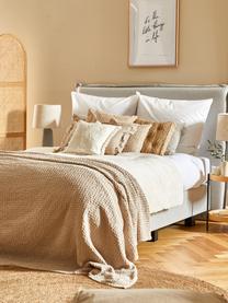 Letto boxspring Premium Violet, Materasso: nucleo a 5 zone di molle , Piedini: legno massiccio di betull, Tessuto grigio chiaro, 140 x 200 cm, durezza 2
