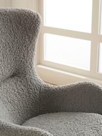Teddy fauteuil Wing in grijs met houten poten, Poten: metaal, gepoedercoat, Teddy grijs, B 77 x D 89 cm