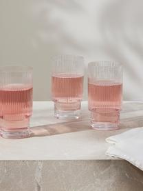 Handgefertigte Wassergläser Minna mit Rillenrelief, 4 Stück, Glas, mundgeblasen, Transparent, Ø 8 x H 14 cm