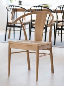 Silla de madera con asiento de mimbre Janik, Estructura: madera de roble, pigmenta, Asiento: mimbre de junco, Beige, An 54 x F 54 cm