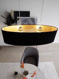 Lampada a sospensione ovale Jamie, Baldacchino: metallo nichelato, Nero, dorato, Larg. 78 x Alt. 22 cm
