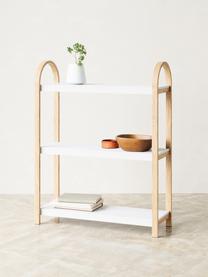 Metall-Standregal Bellwood mit Holz-Gestell, Gestell: Holz, Ablage: Metall, beschichtet, Weiß, Helles Holz, B 72 x H 90 cm