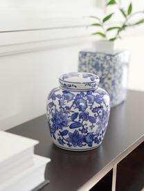 Kleine Deckelvase Annabelle aus Porzellan, Porzellan, Weiß, Blau, Ø 11 x H 13 cm