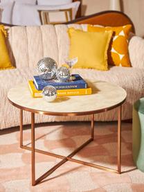 Kulatý konferenční stolek se skleněnou deskou v mramorovém vzhledu Antigua od Motsi Mabuse, Béžová v mramorovém vzhledu, mosazná, Ø 80 cm