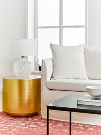 Lampa stołowa ze szklaną podstawą Sue, Klosz: biały Podstawa lampy: transparentny, mosiądz, szczotkowany, Ø 33 x W 47 cm