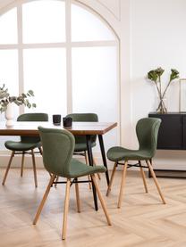 Gestoffeerde stoelen Batilda in groen, 2 stuks, Bekleding: polyester, Poten: gelakt en geolied massief, Geweven stof groen, eikenhout, B 47 x D 53 cm