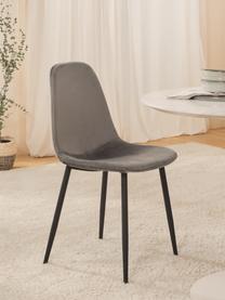 Sedia imbottita in velluto Stockholm, Rivestimento: velluto 25.000 cicli di s, Piedini: metallo verniciato, Velluto grigio, nero, Larg. 50 x Alt. 47 cm