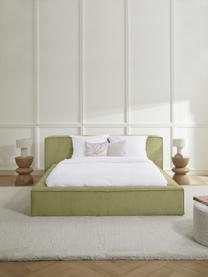 Čalúnená posteľ z menčestru Lennon, Menčestrová zelená, Š 140 x D 200 cm