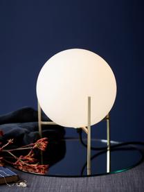 Lampa stołowa ze szkła opalowego Alton, Mosiądz, biały, Ø 20 x W 29 cm