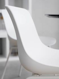 Kunststoffen stoelen Dave met metalen poten in wit, 2 stuks, Zitvlak: kunststof, Poten: gepoedercoat metaal, Wit, B 46 x D 53 cm