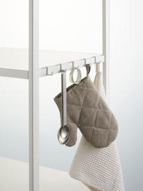 Scaffale in metallo bianco con porta asciugamani Killy, Scaffale: metallo verniciato a polv, Manico: legno, Bianco, Larg. 60 x Alt. 170 cm