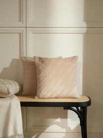 Housse de coussin en velours beige Leyla, Velours (100 % polyester), Beige, larg. 40 x long. 40 cm