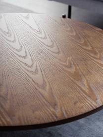 Couchtisch Valentina mit Glasplatte, Tischplatte: Glas, Ablagefläche: Mitteldichte Holzfaserpla, Gestell: Metall, pulverbeschichtet, Eschenholz, Schwarz, Ø 84 cm