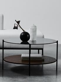 Stolik kawowy ze szklanym blatem Valentina, Blat: szkło, Stelaż: metal malowany proszkowo, Drewno jesionowe, czarny, Ø 84 cm