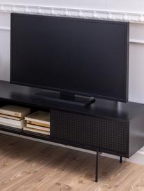 Mobile TV Angus, Piedini: metallo verniciato a polv, Legno, nero verniciato, Larg. 180 x Alt. 44 cm