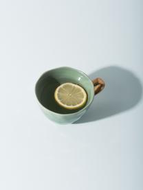 Taza de café Good Morning, Gres, Verde oscuro, dorado, Ø 11 x Al 8 cm, 350 ml