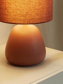 Lampada da tavolo in ceramica Eileen, Paralume: lino (100 % poliestere), Base della lampada: ceramica, Terracotta opaco, Ø 26 x Alt. 35 cm
