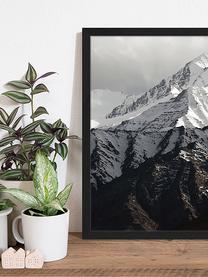 Oprawiony druk cyfrowy Snow Mountain, Czarny, biały, S 43 x W 53 cm