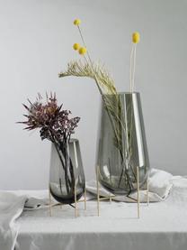 Mundgeblasene Design-Vase Echasse, Gestell: Messing, Vase: Glas, mundgeblasen, Messingfarben, Grau, Ø 15 x H 28 cm