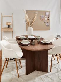 Petite chaise scandinave Fiji, Tissu beige, bois de chêne, larg. 59 x prof. 55 cm