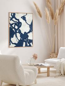 Quadro dipinto a mano con cornice in legno Blueplay, Struttura: legno di quercia, Bianco, blu scuro, Larg. 92 x Alt. 120 cm