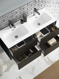 Set salle de bains double vasque Ago, 4 élém., Noir, aspect bois de frêne, larg. 121 x haut. 190 cm