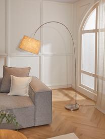 Lámpara arco grande Laurence, Pantalla: mezcla de algodón, Cable: plástico, Beige, plateado, Ø 40 x Al 188 cm