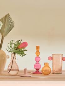 Świecznik Bulb, Szkło z recyklingu, Blady różowy, pomarańczowy, Ø 13 x W 36 cm
