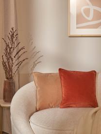 Poszewka na poduszkę z aksamitu Dana, 100% aksamit bawełniany, Rdzawoczerwony, S 40 x D 40 cm