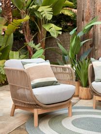 Fauteuil lounge de jardin en bois d'acacia Catalina, Velours côtelé beige, bois d'acacia, larg. 76 x prof. 80 cm