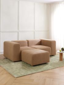 Modulares Bouclé-Sofa Lena (3-Sitzer) mit Hocker, Bezug: Bouclé (93 % Polyester, 6, Gestell: Kiefernholz, Schichtholz,, Füße: Kunststoff, Bouclé Sandfarben, B 209 x T 181 cm