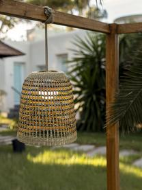 Handgemaakte dimbare LED hanglamp Positano, Lamp: natuurlijke vezels, Bruin, zwart, Ø 33 x H 35 cm