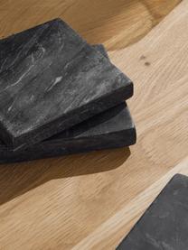 Vierkante marmeren onderzetters Johana in zwart, 4 stuks, Marmer, Zwart marmer, B 10 x H 10 cm