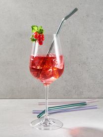 Glas-Strohhalme Long Drink mit Bürste, 4er-Set, Borosilikatglas, Rosa, Lila, Türkis, Silberfarben, L 24 cm