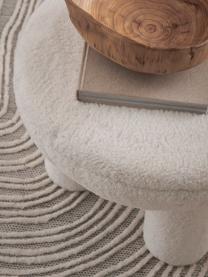 Teddy kruk Bigfant in wit, Bekleding: 100 % polyester, Frame: grenenhout, FSC-gecertifi, Teddy wit, Ø 61 x H 43 cm