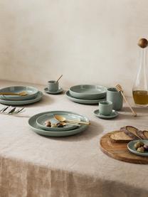 Porcelánové pohárky na espresso s podšálky Nessa, 4 ks, Vysoce kvalitní porcelán, Šalvějově zelená, Š 7 cm, V 6 cm