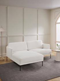 Petit canapé d'angle avec pieds en métal Fluente, Peluche blanc crème, larg. 198 x prof. 152 cm, méridienne à gauche