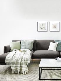 Canapé d'angle en velours pieds en métal Moby, Velours brun-gris, larg. 280 x prof. 160 cm, méridienne à gauche