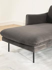 Canapé d'angle velours brun Moby, Velours brun-gris, larg. 280 x prof. 160 cm, méridienne à gauche